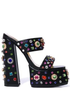 AKIRA salestore -AKIRA salestore azalea wang breeze embellished chunky sandal in black black 2 2
