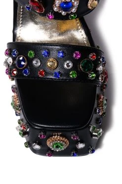 AZALEA WANG BREEZE EMBELLISHED CHUNKY SANDAL IN BLACK -AKIRA salestore azalea wang breeze embellished chunky sandal in black black 5 5