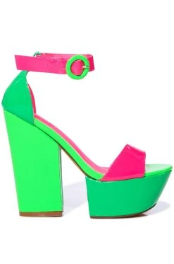 AKIRA salestore -AKIRA salestore azalea wang butterscotch color blocked sandal in green green 2 2