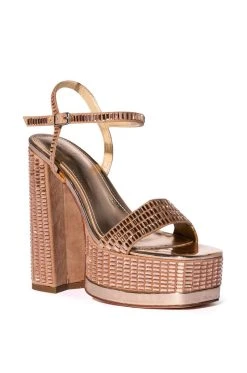 AZALEA WANG CATRIONA EMBELLISHED CHUNKY SANDAL IN CHAMPAGNE -AKIRA salestore azalea wang catriona embellished chunky sandal in champagne champagne 3 3