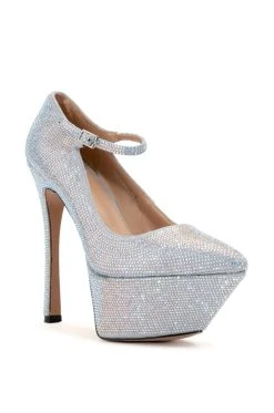 AZALEA WANG FELIZ RHINESTONE EMBELLISHED PLATFORM STILETTO PUMP IN SILVER -AKIRA salestore azalea wang feliz rhinestone embellished platform stiletto pump in silver silver 3 3