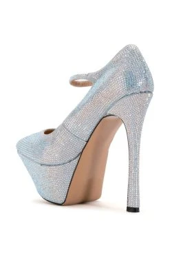 AZALEA WANG FELIZ RHINESTONE EMBELLISHED PLATFORM STILETTO PUMP IN SILVER -AKIRA salestore azalea wang feliz rhinestone embellished platform stiletto pump in silver silver 4 4