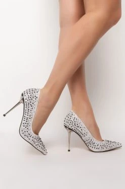 AZALEA WANG GLITCH IN THE SYSTEM STILETTO PUMP IN WHITE -AKIRA salestore azalea wang glitch in the system stiletto pump in white white 2 2