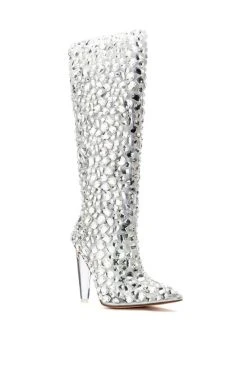 AKIRA salestore -AKIRA salestore azalea wang honey embellished pvc boot in silver silver 3 3