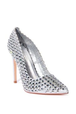 AZALEA WANG IMMA DO ME RHINESTONE EMBELLISHED PUMP IN SILVER -AKIRA salestore azalea wang imma do me rhinestone embellished pump in silver silver 3 3