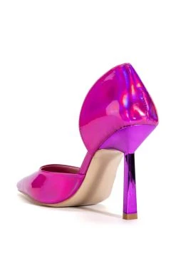 AZALEA WANG JUNO HOLOGRAPHIC STILETTO PUMP IN PINK -AKIRA salestore azalea wang juno holographic stiletto pump in pink pink 4 4