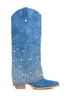 AKIRA salestore -AKIRA salestore azalea wang mellow western denim boot denim 2 2 c1