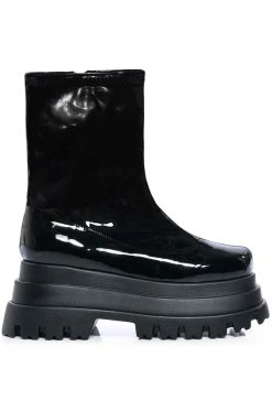 AKIRA salestore -AKIRA salestore azalea wang rush patent flatfrom boot in black black 2 2