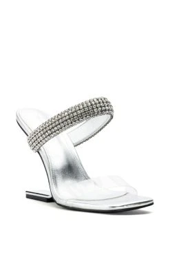 AZALEA WANG VANCE METALLIC WEDGE SANDAL IN SILVER -AKIRA salestore azalea wang vance metallic wedge sandal in silver silver 3 3