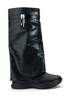 AKIRA salestore -AKIRA salestore triple sec fold over flat boot in black black 2 2